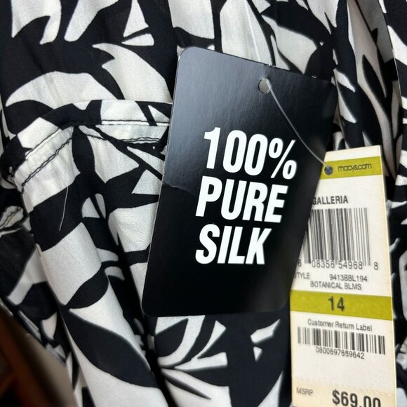 Alfani blouse, size 14, silk, ruffle, party, colorful, business, floral, NWT - Picture 9 of 12